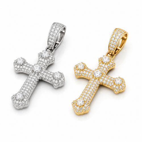 Cross Pendant with Moissanite Diamonds