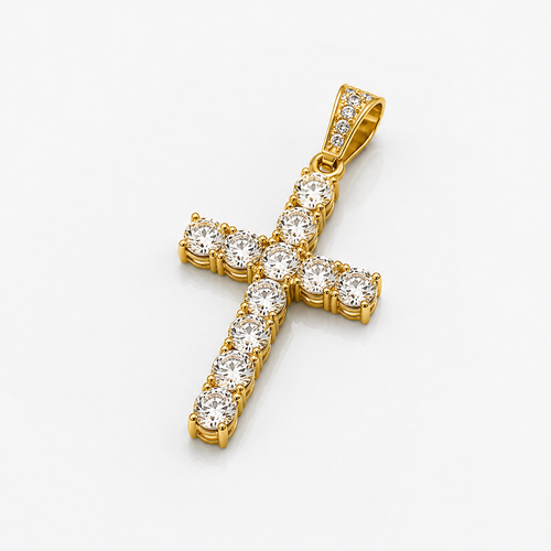 Iced Out Cross Pendant (Gold)