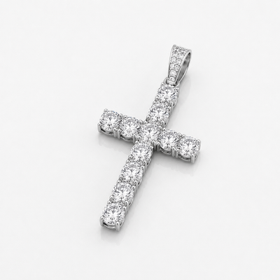Iced Out Cross Pendant (Silver)