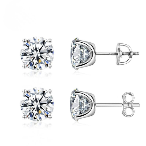 14k Gold-Plated Solitaire Four Prong Earrings
