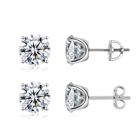 14k Gold-Plated Solitaire Four Prong Earrings