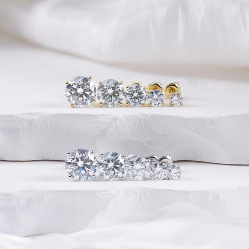 14k Gold-Plated Solitaire Four Prong Earrings